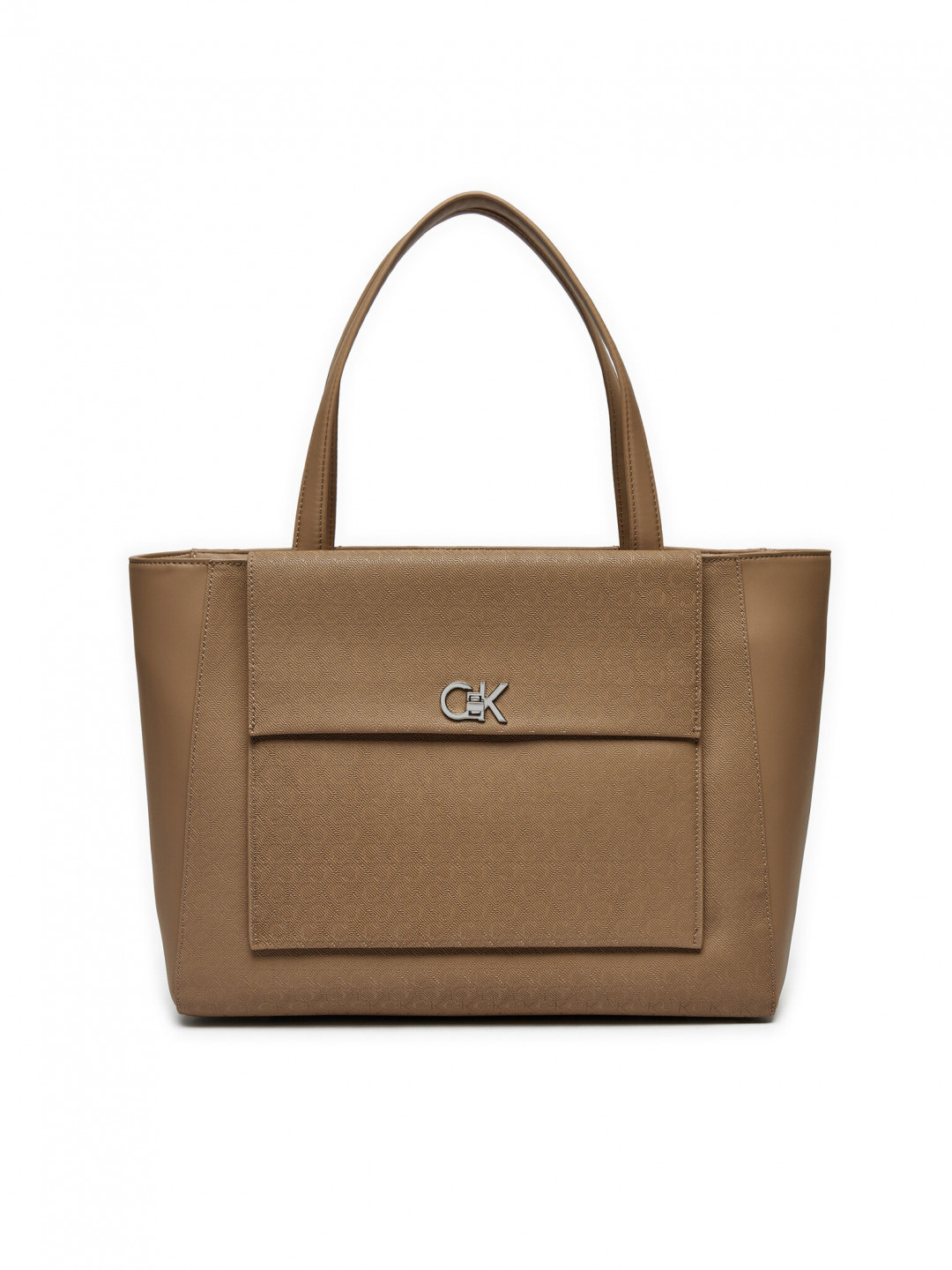 Calvin Klein Kabelka Ck Medium Shopper W Pocket Mono K60K613136 Hnědá